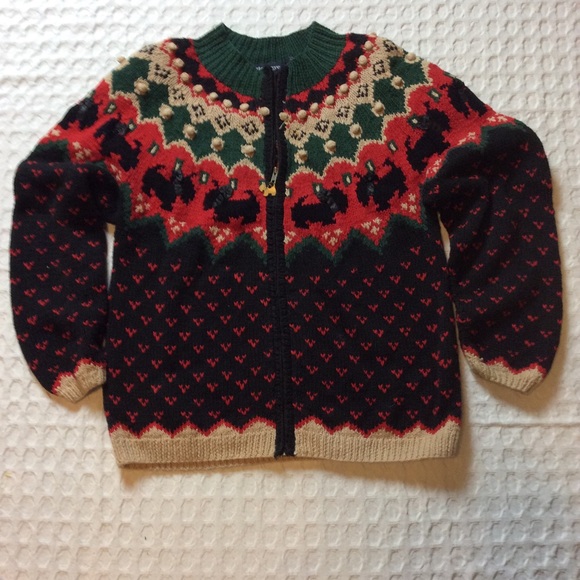 Vintage Sweaters - VTG 80s EAGLES EYE HAND-KNIT SCOTTY DOG SWEATER